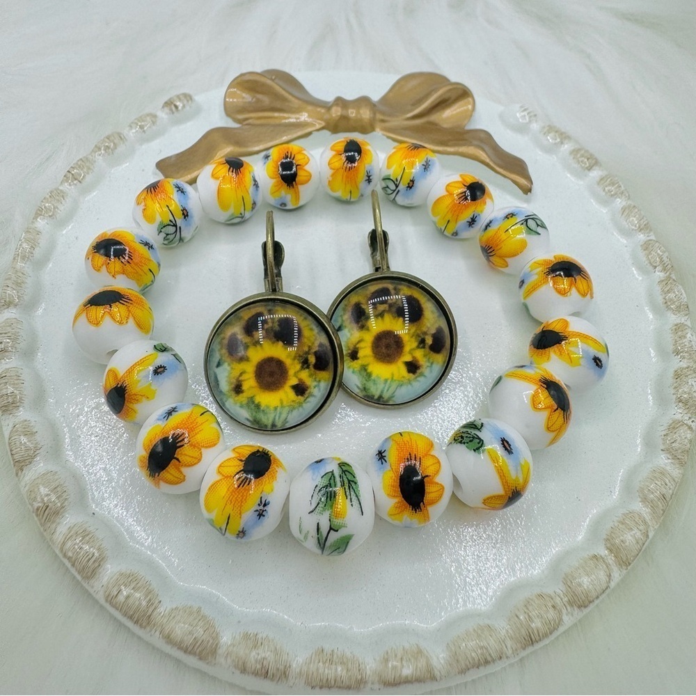 The Sunflower Bracelet & Earring Duo Bundle